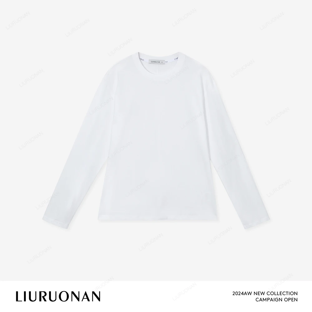 LIURUONAN 24AW【山脊线白tee】经典款白色长袖上衣宽松简约打底衫
