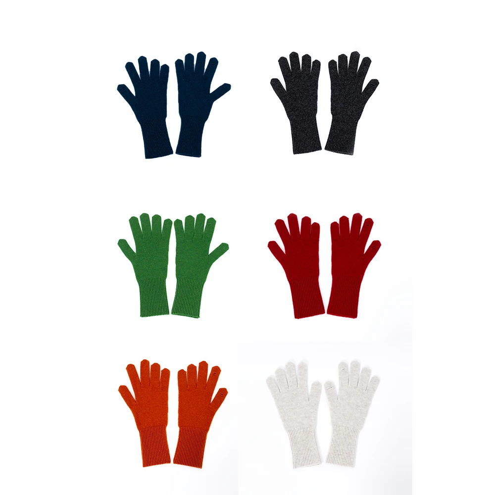 LIURUONAN 24JJ【冬天快乐手套】100%全羊毛无缝一体触屏分指手套