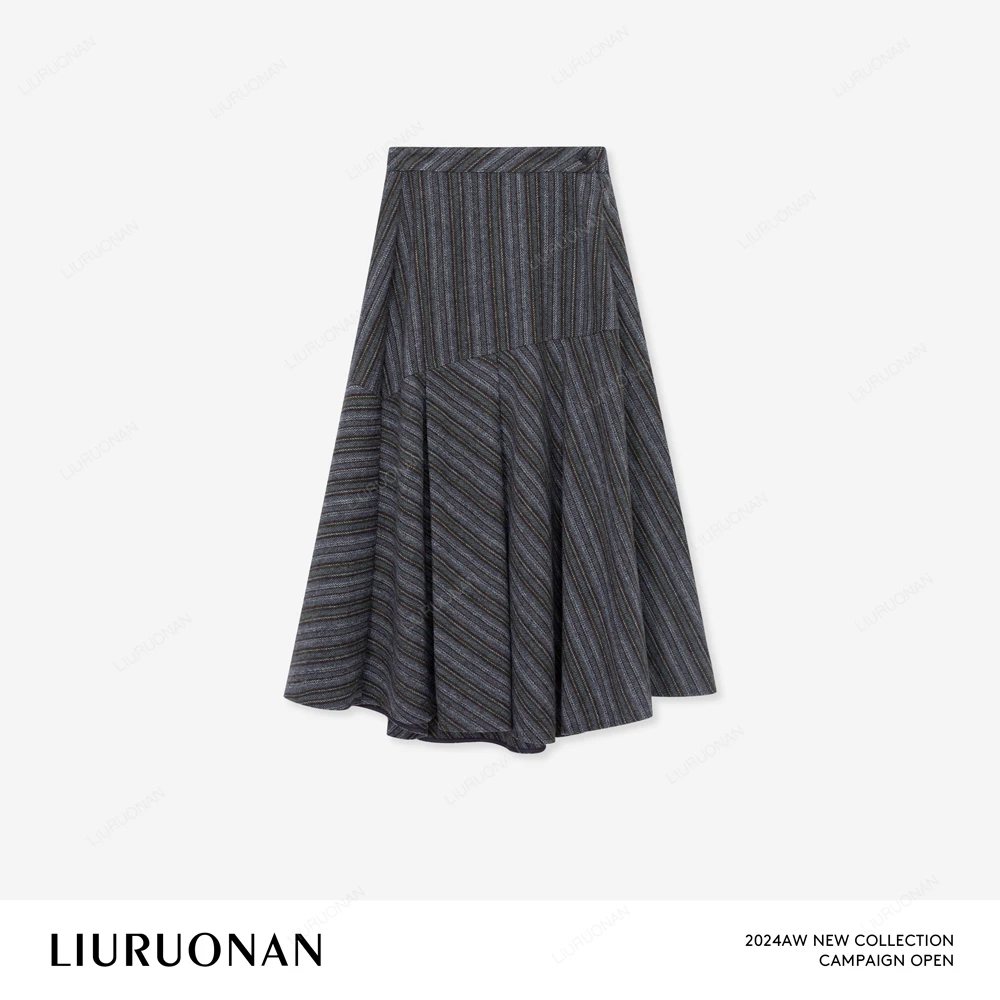 LIURUONAN 24AW【万花筒】不规则拼接显瘦中长款半身裙秋冬新款女装