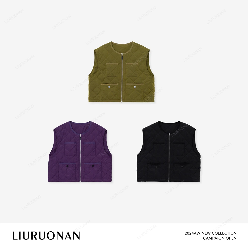 LIURUONAN 24AW【工装轻马甲】紫色轻薄无袖叠穿羽绒马夹冬季新款女