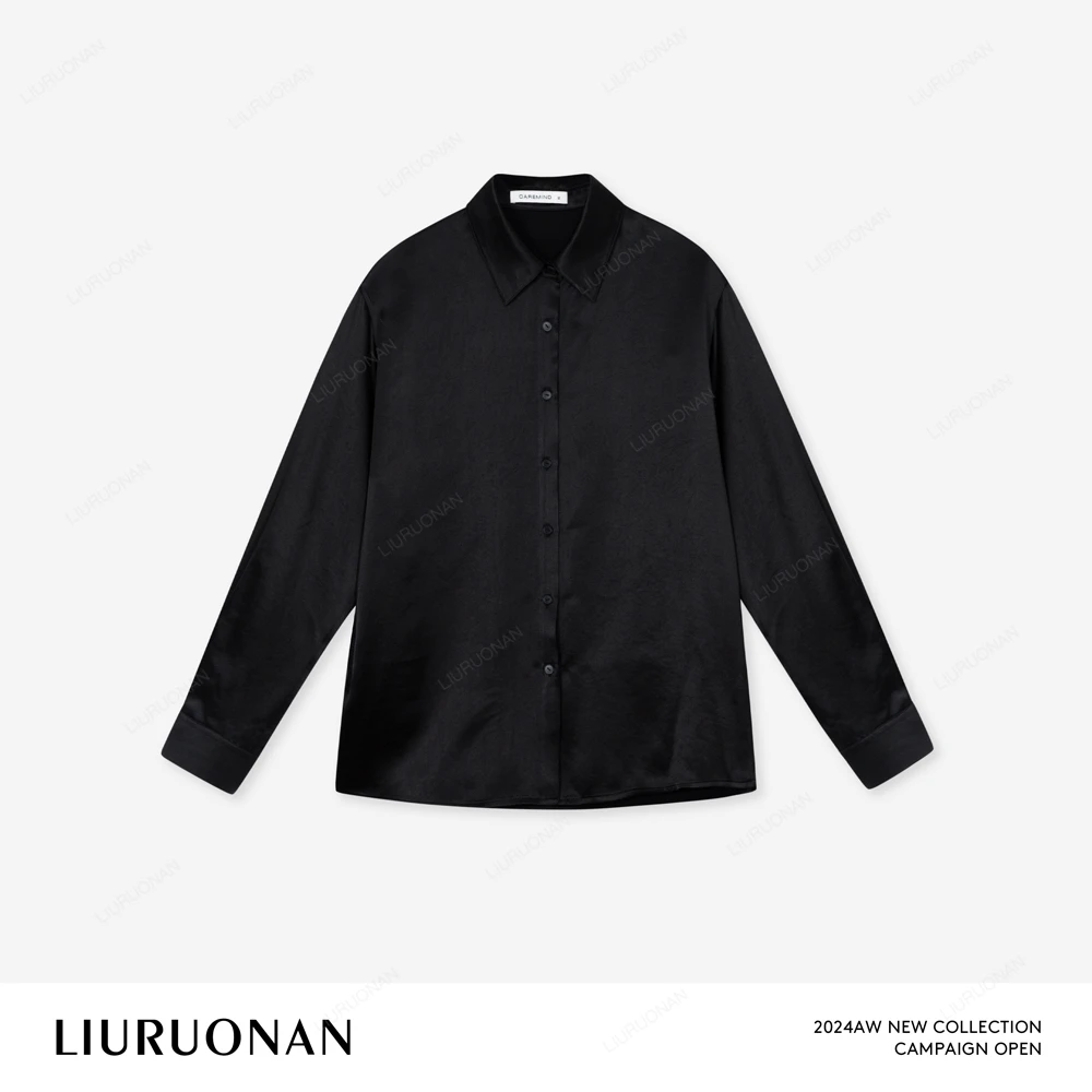LIURUONAN 24AW【醋酸黑衬衫】轻奢高级感舒适黑色衬衣长袖冬季新款