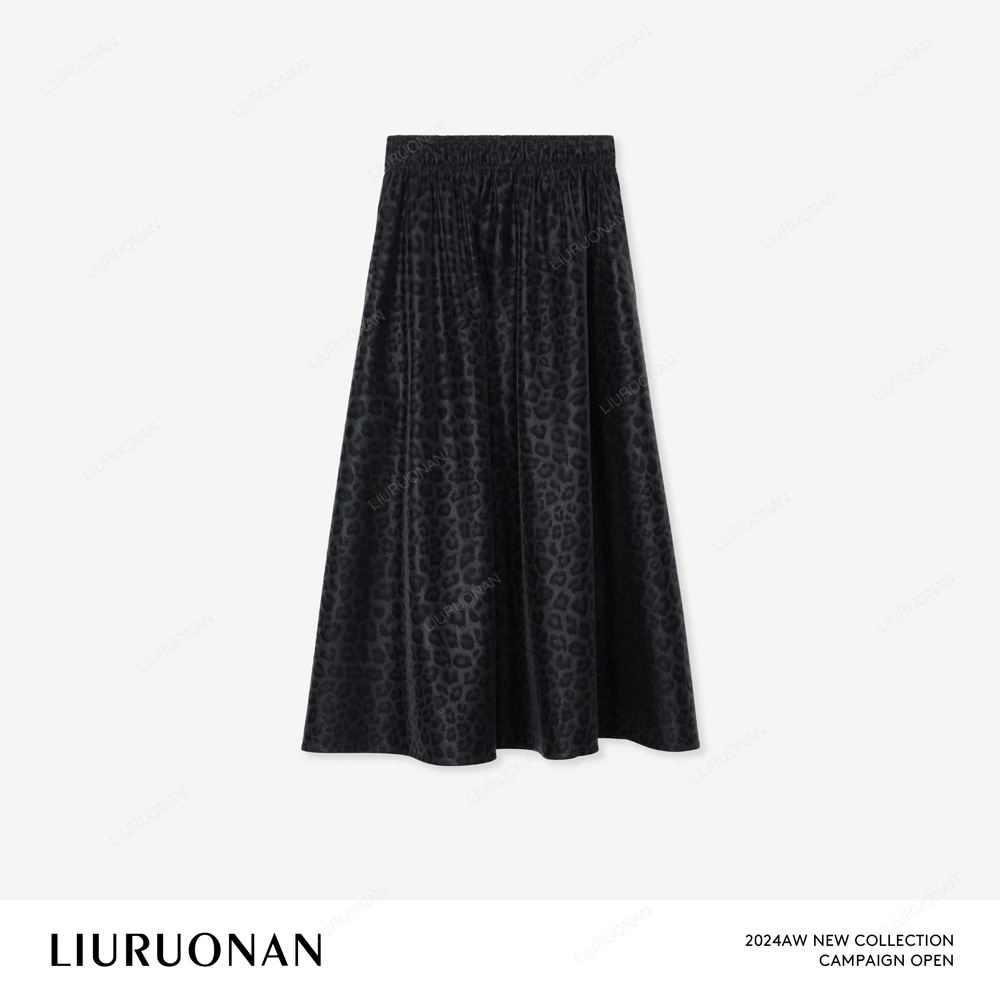 LIURUONAN 24AW 【黑豹裙】毛绒设计感中长款显瘦半身裙女