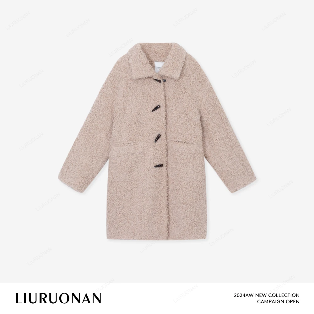 LIURUONAN 24AW 【圈圈毛外套】设计感牛角扣冬季保暖中长款短外套