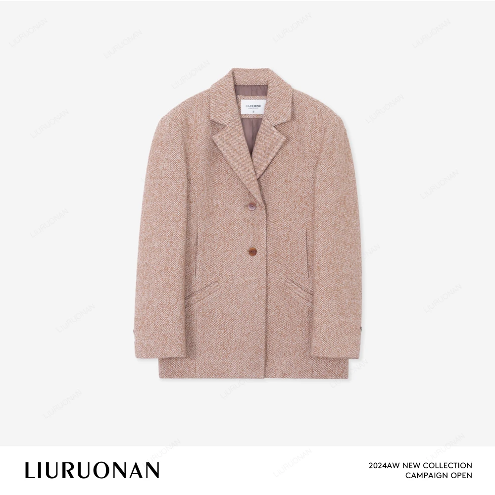 LIURUONAN 24AW【肉桂】经典西装领长袖短外套冬季新款长袖上衣女