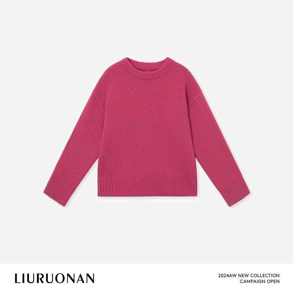 LIURUONAN 24AW【植物系毛衣】100%纯羊毛圆领套头毛衣冬季毛针织衫