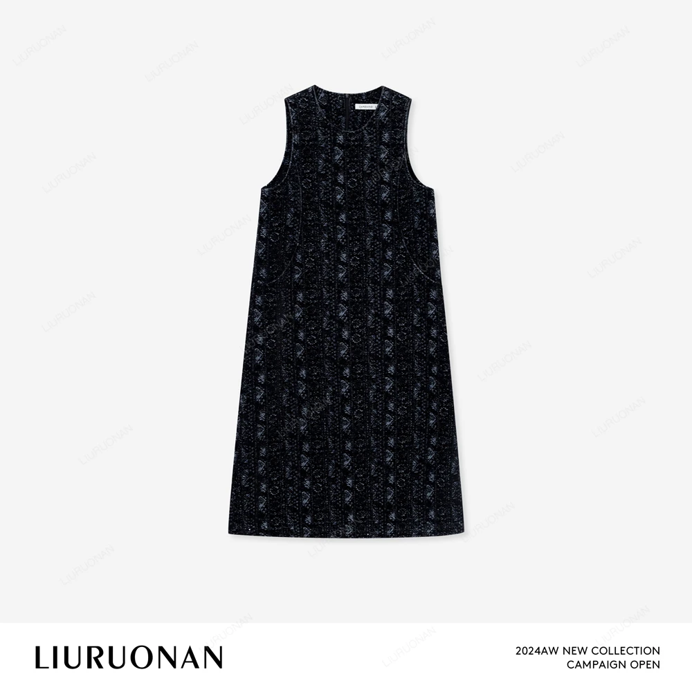 LIURUONAN 24AW【唐顿庄园】设计感重工艺无袖中长款连衣裙气质百搭