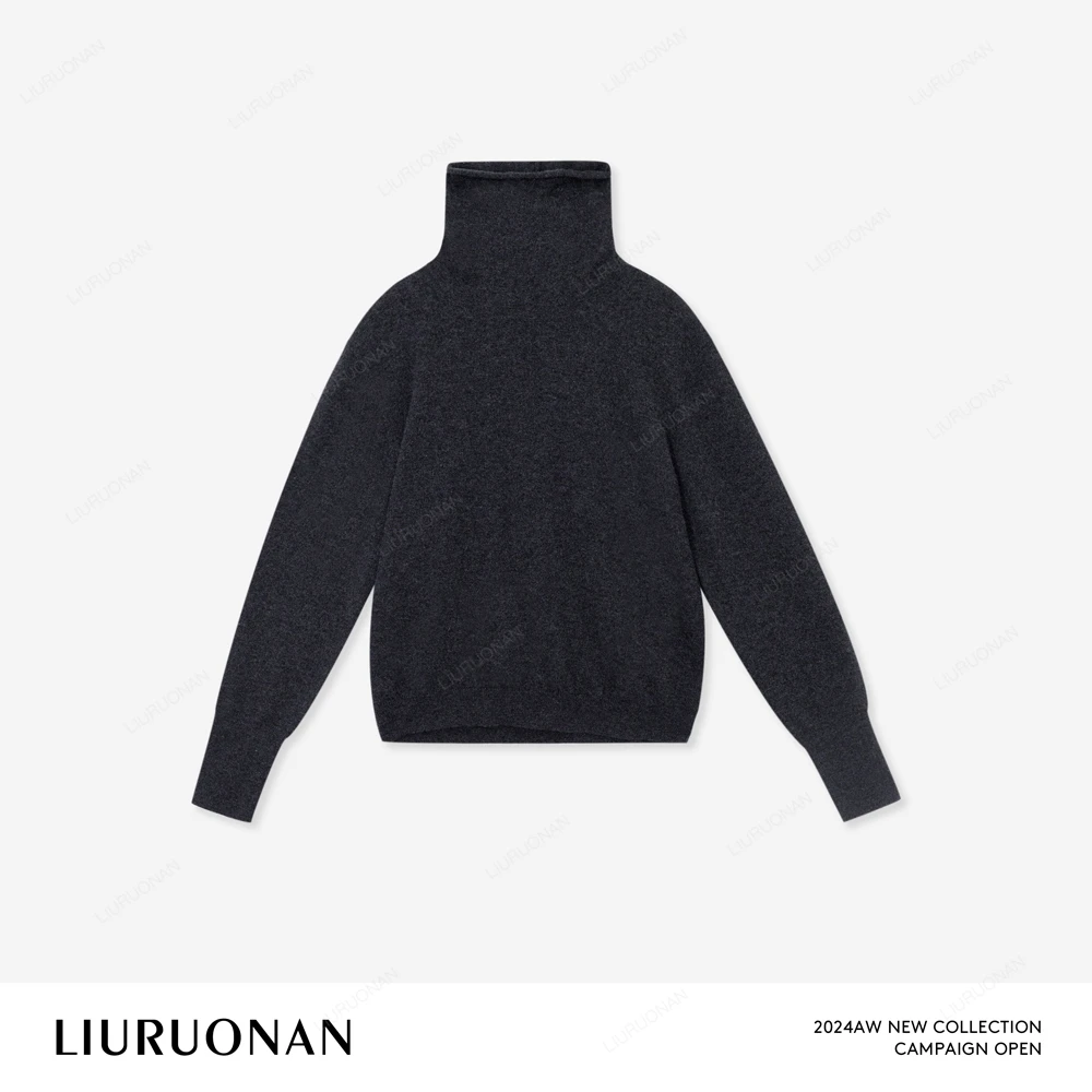 LIURUONAN 24AW【全山羊绒打底】冬季纯色高领长袖保暖毛衣