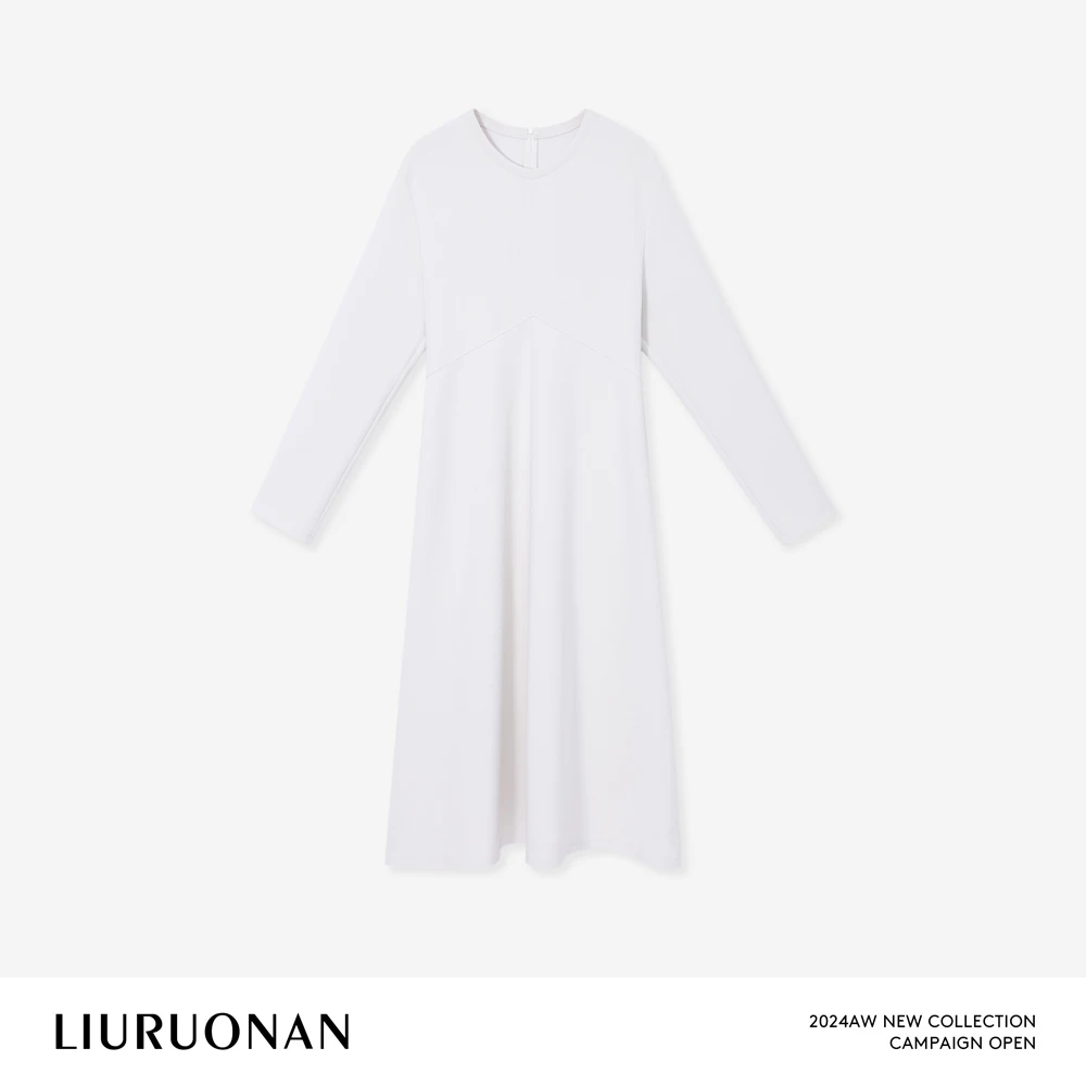 LIURUONAN 24AW【立体曲线裙】极简冬季套头宽松中长款连衣裙女