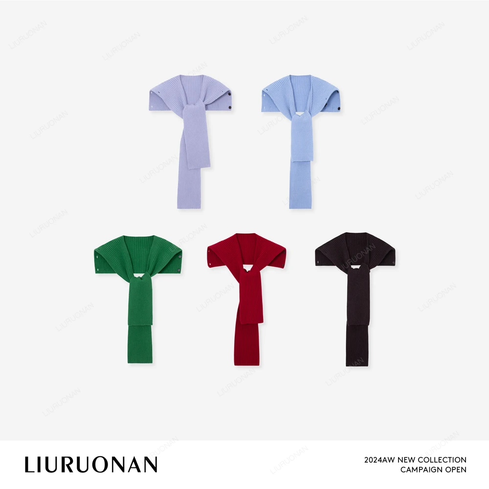 LIURUONAN 24AW【冬天快乐围脖】红色针织外搭披肩韩系小坎肩围巾