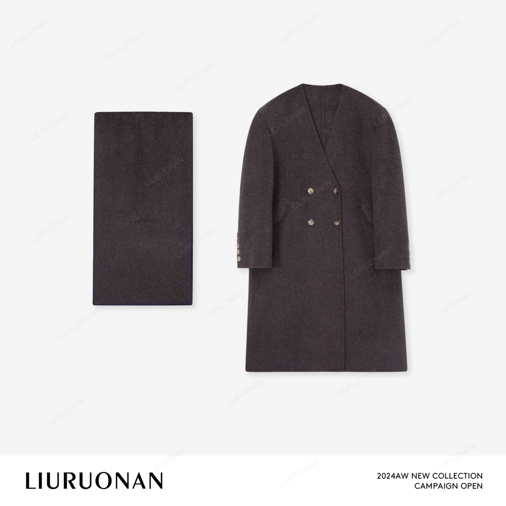 LIURUONAN 24AW【伯克利大衣】羊毛桑蚕丝骆驼绒重工中长款毛呢外套