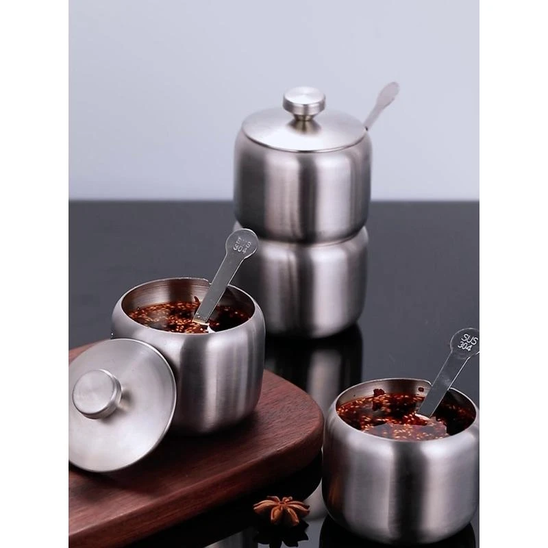 304不锈钢辣椒油专用罐厨房耐高温油泼辣子带盖调料罐子加厚油罐