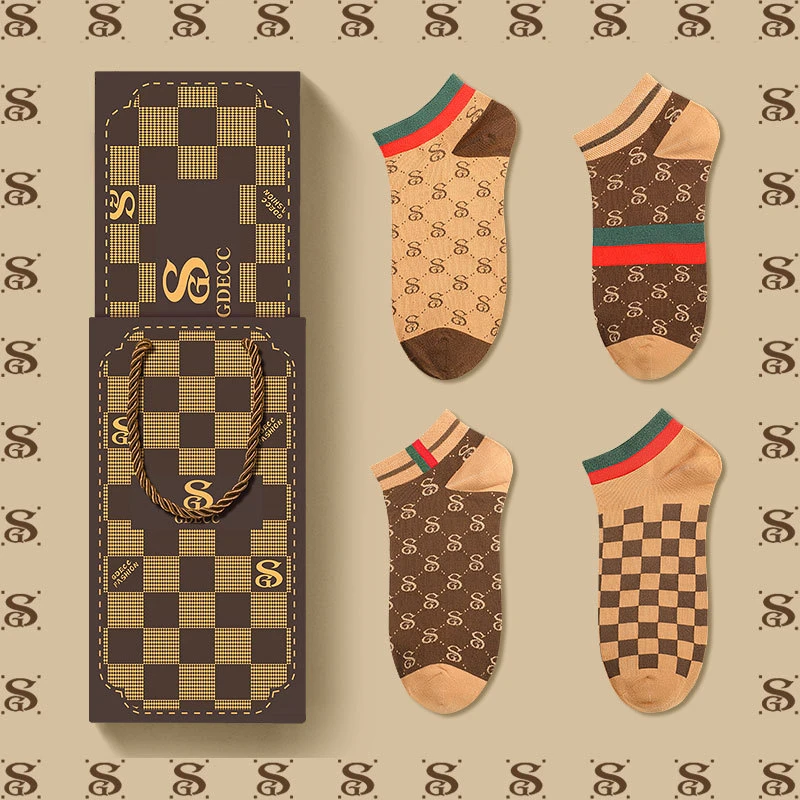 春夏秋冬季男士短袜个性棉质短筒袜潮流男袜防臭中筒短袜高档礼盒