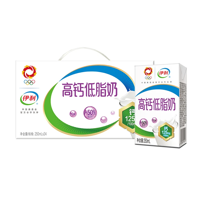 【商城】12月伊利高钙低脂奶250ml*24整箱早餐伴侣常温营养牛奶