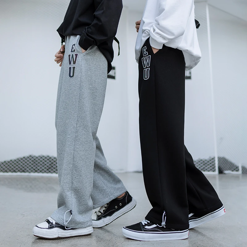 青少年秋季新品长裤男生裤子大码童装阔腿裤初中生直筒裤加肥加大