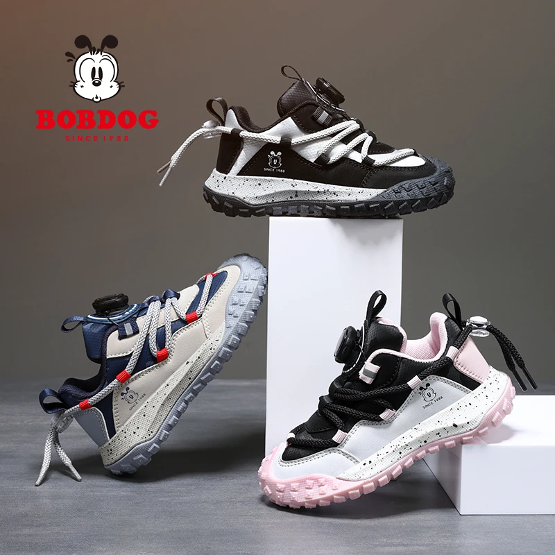Bobdog/巴布豆巴布豆童鞋2025春季新款男女童皮面防水轻便耐磨鞋