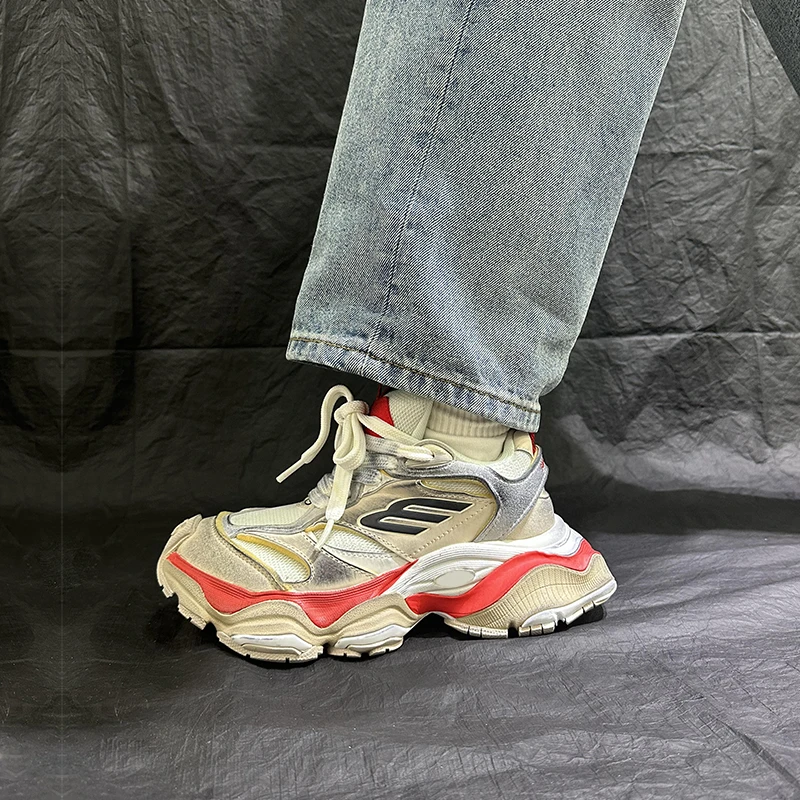 track做旧老爹鞋女ins2024港风复古百搭潮流厚底休闲运动潮鞋男女