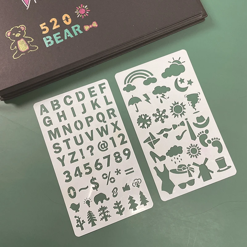 跃鹿/YUELU跨境创意儿童辅助素材模版爆款绘画模版刮画花边尺子