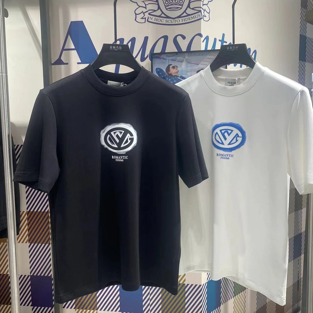 FEIDIMR欧货新款秋冬净版印花图案男士中袖短袖休闲保暖打底内搭