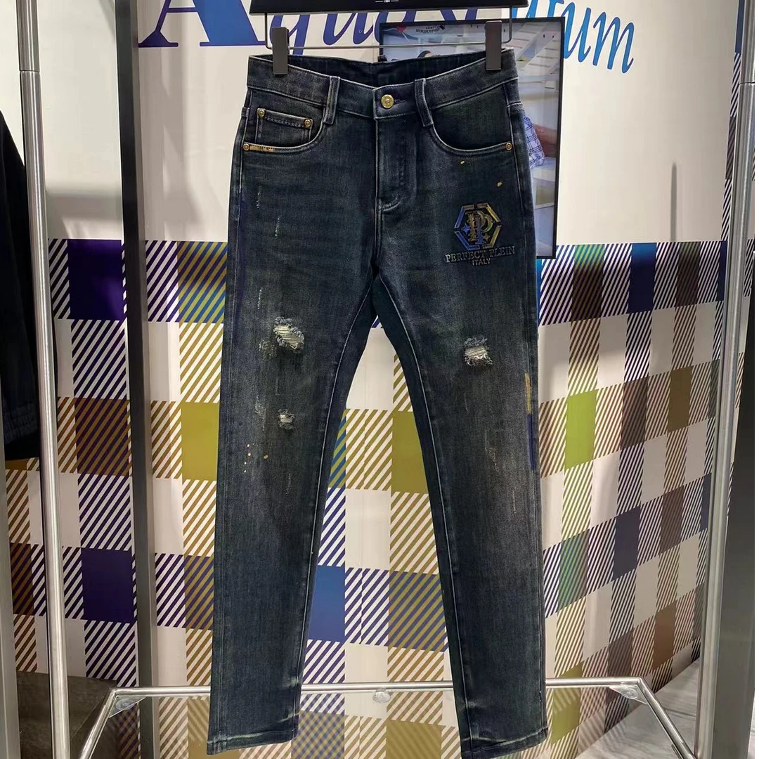 【凯旋门男装】秋冬欧货品牌时尚男士印花Z字母百搭直筒休闲牛仔裤