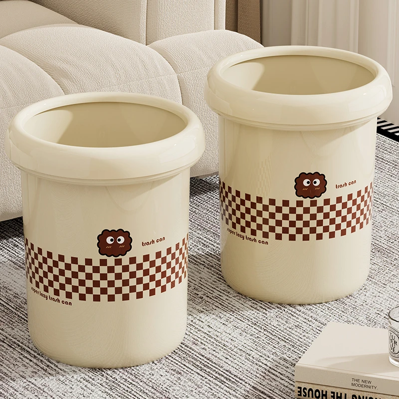 圆形垃圾桶家用大号高颜值厨房客厅卫生间无盖带压圈塑料垃圾桶