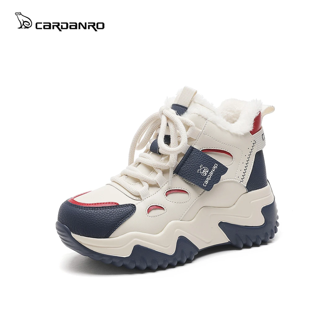 卡丹路雪地靴女鞋2024秋冬季百搭加绒加厚增高老爹鞋女保暖棉鞋女