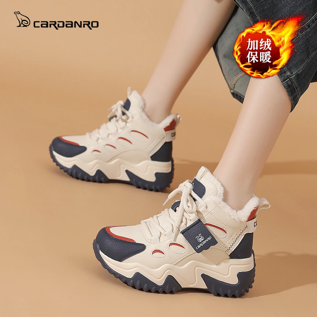 Cardanro/卡丹路老爹鞋女款加绒棉鞋子2025冬季女鞋休闲保暖百搭