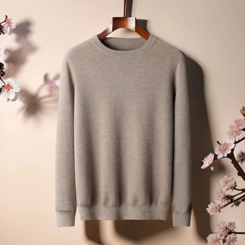 【精纺羊绒】男士精纺加厚空气层山羊绒衫68支针织衫纯色上衣套头