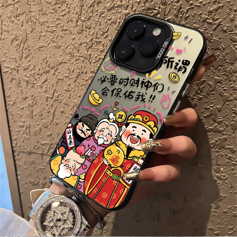 财神保佑苹果14pro手机壳iphone15pro max保护套13高端12网红11潮