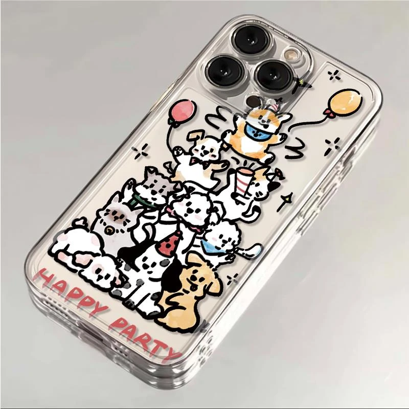 小狗派对卡通苹果oppo小米vivo华为iPhone15手机壳14/13太空12软