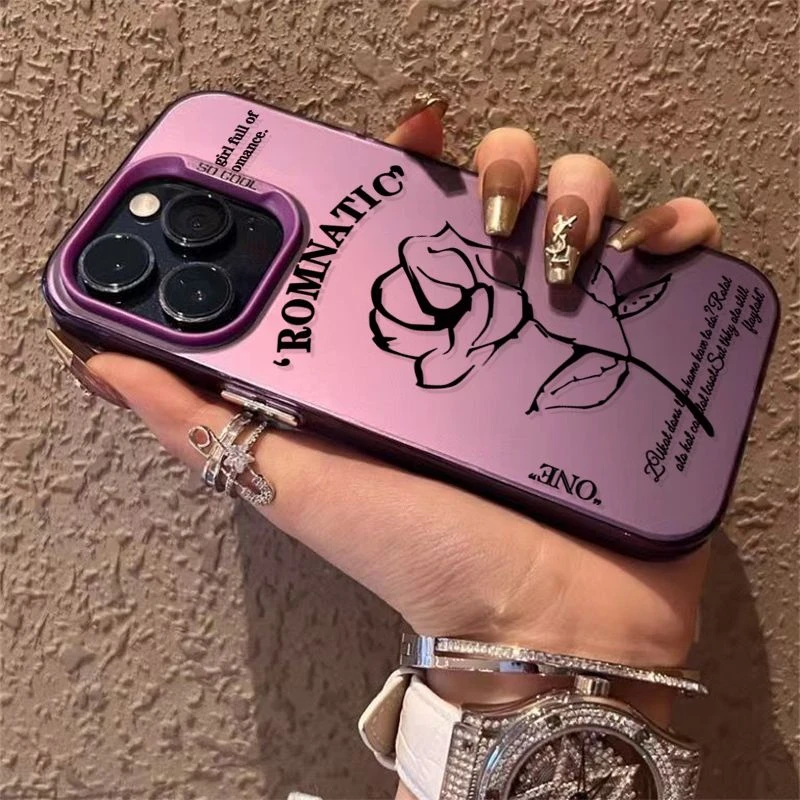 独玫瑰花创意按键苹果14promax手机壳iPhone13pro12/11磨砂全包xr