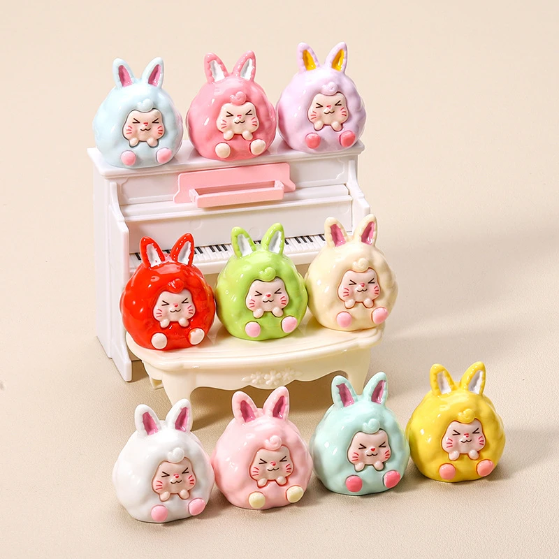 【三宫格对对碰】夜光实色奶油兔子 卡通diy树脂配件