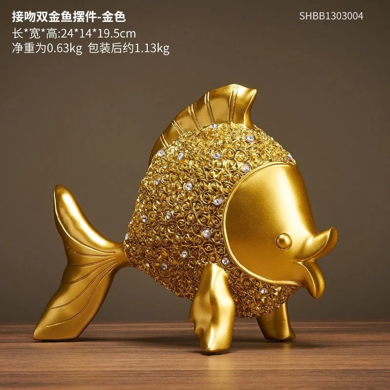 情侣富贵鱼客厅玄关书房办公室家居创意摆件商务开业节日高档礼品
