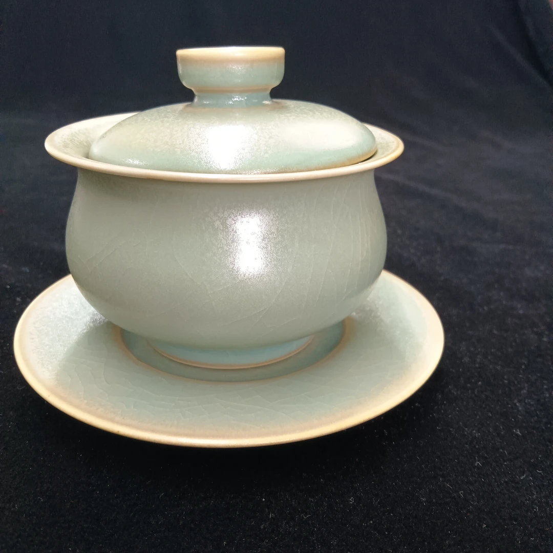 汝瓷原产地原矿釉仿古盖碗微瑕