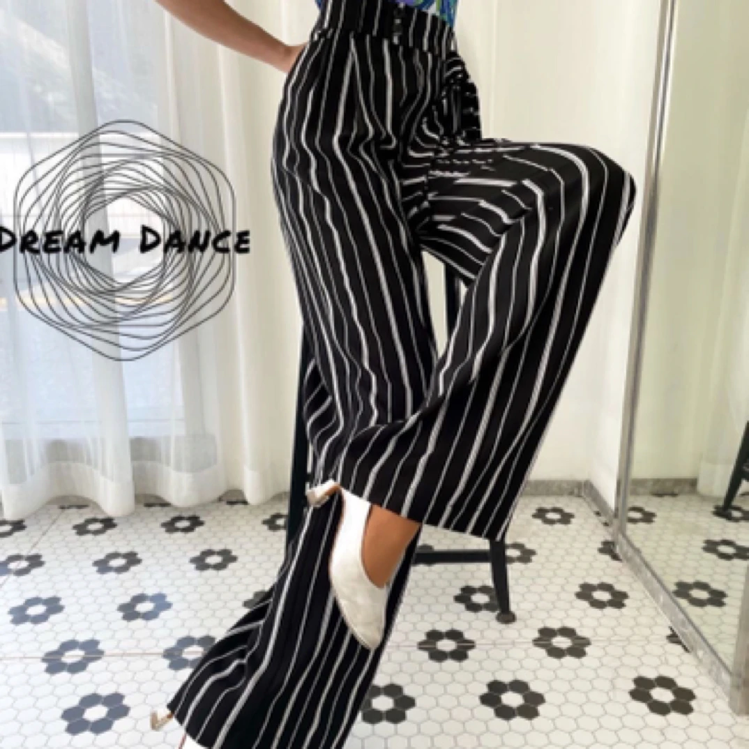 #DMDesign摩登高腰时尚百搭舞服｜条纹摩登裤