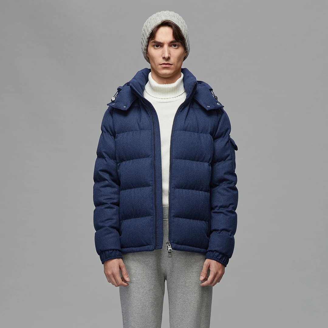 LAMPO/蓝豹【短款羊毛白鹅绒羽服】男装男士羽绒服夹克连帽休闲