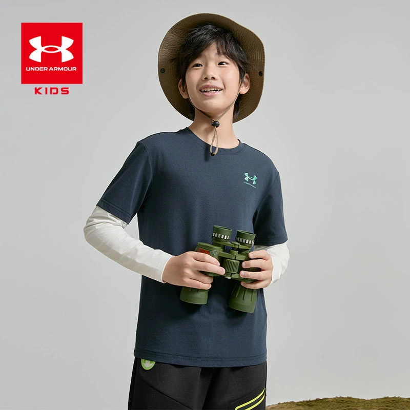 【亲肤圆领】安德玛儿童运动长袖T恤休闲透气卫衣1358