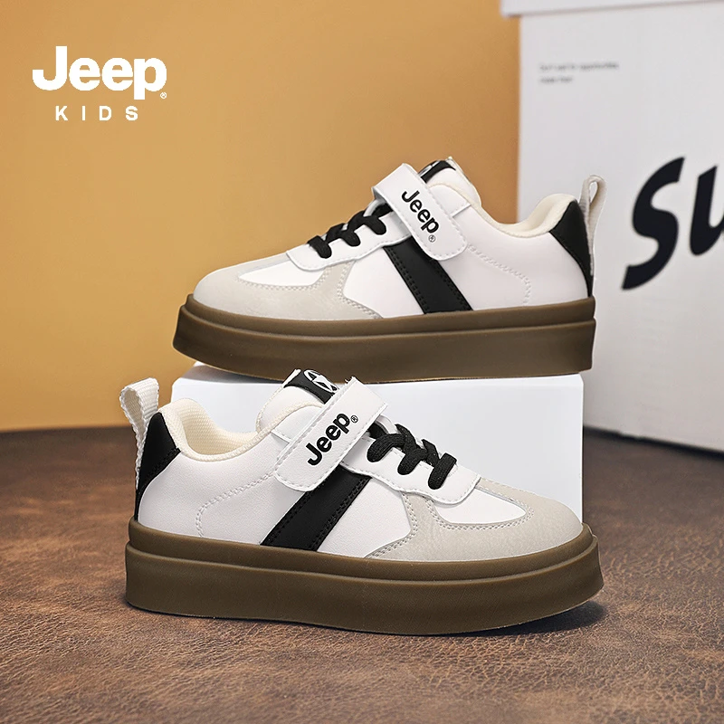 Jeep童鞋休闲小板鞋2024春季新款休闲运动鞋6-12岁中大童百搭防滑
