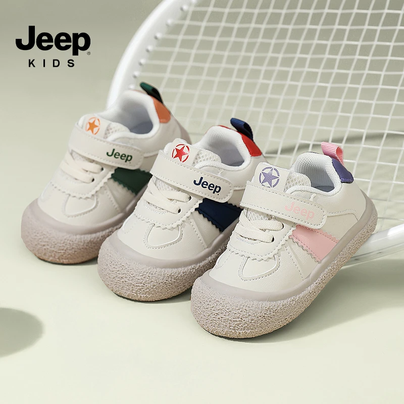 JEEP婴幼童2段时尚成长鞋2024秋季皮面1-3岁女童软底学步鞋小小童