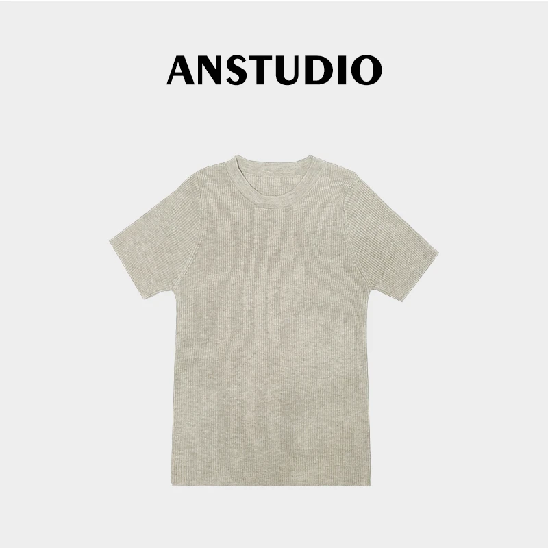 佳佳专属 · Ani-A764 夏季新款字母刺绣简约圆领毛衣短袖T恤女
