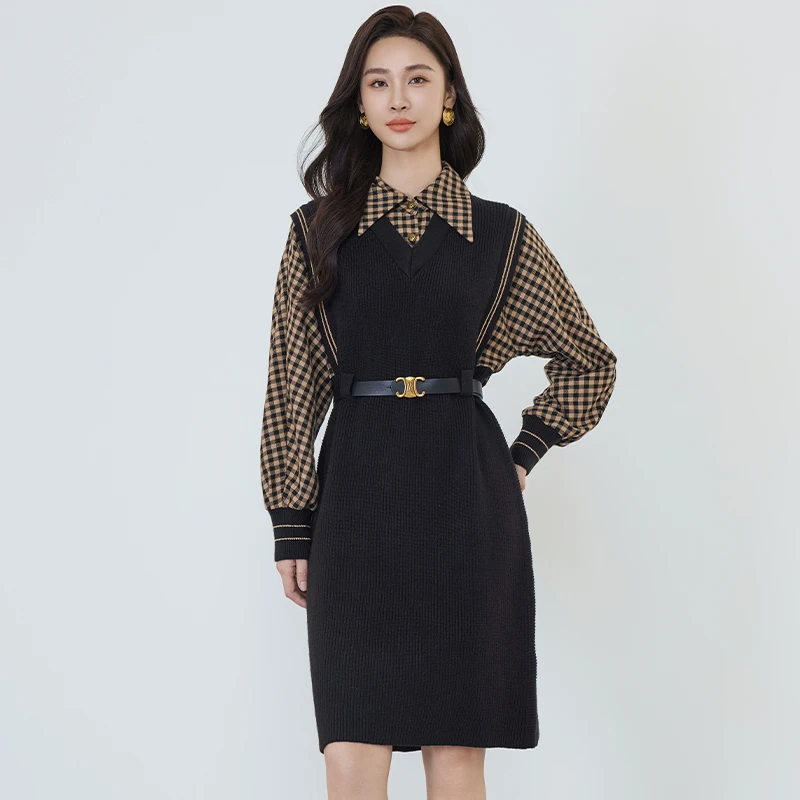 【品牌折扣】佳人苑连衣裙冬季新款J349012