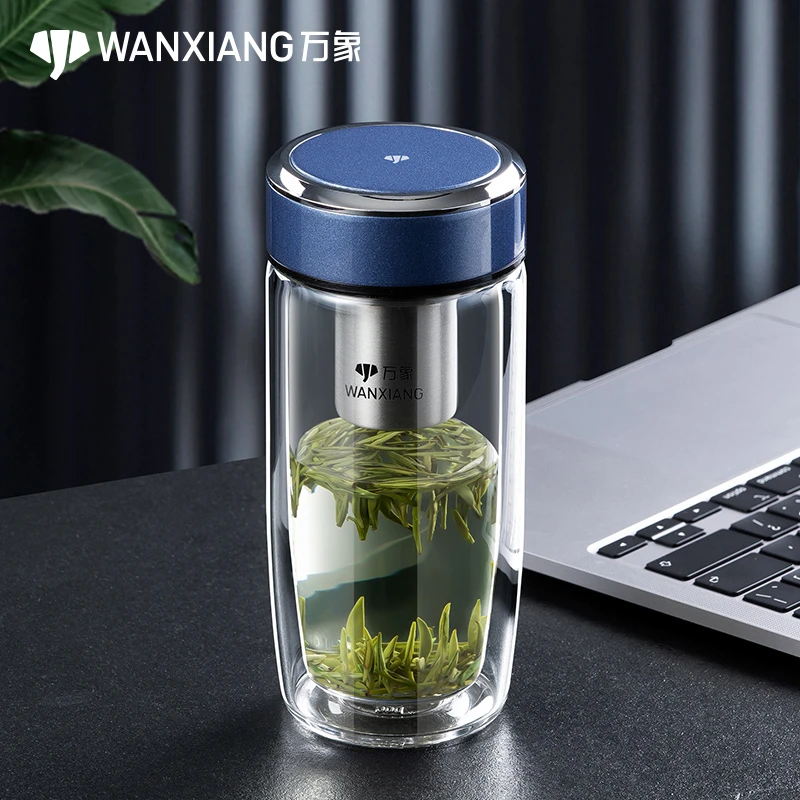 万象玻璃杯时尚家用鹅蛋玻璃杯高颜值水杯高档双层玻璃杯茶水杯