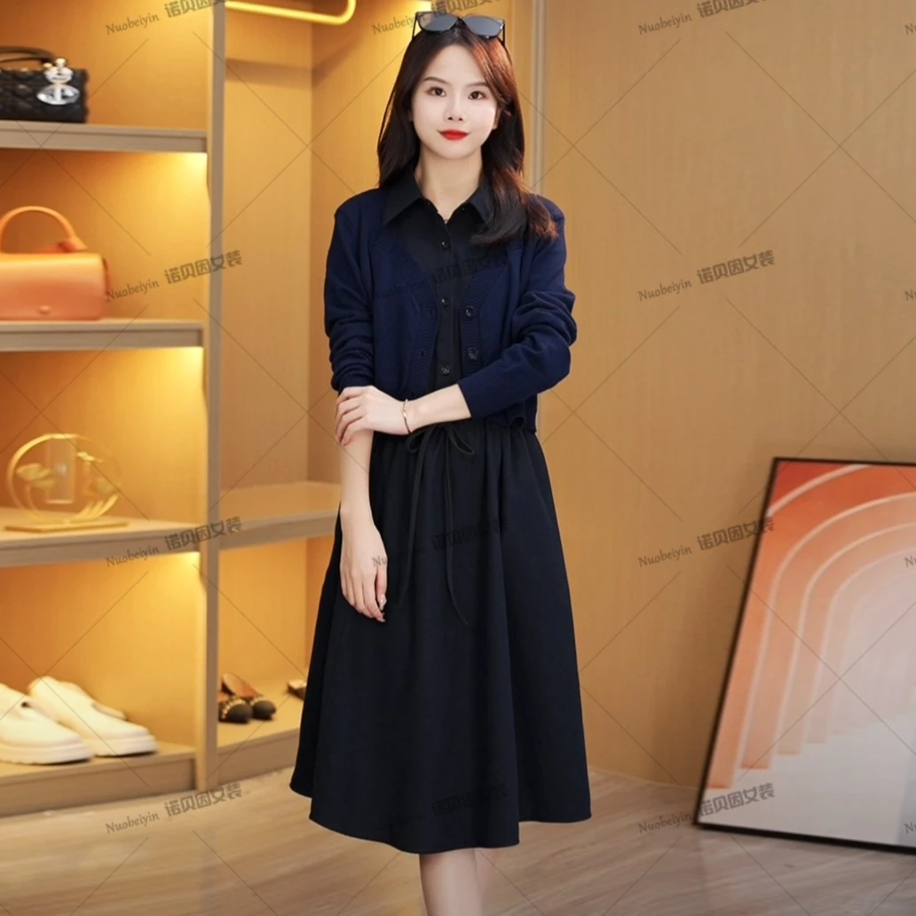 nuobeiyin/诺贝因秋冬新款女装显瘦高级感针织连衣裙子  TWWW2327