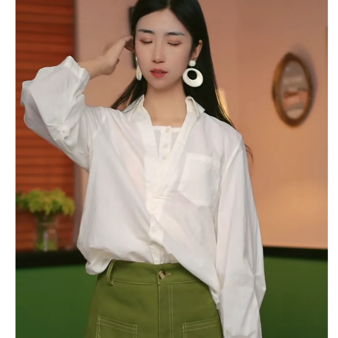 长袖法式休闲港风复古气质衬衫百搭衬衣春季