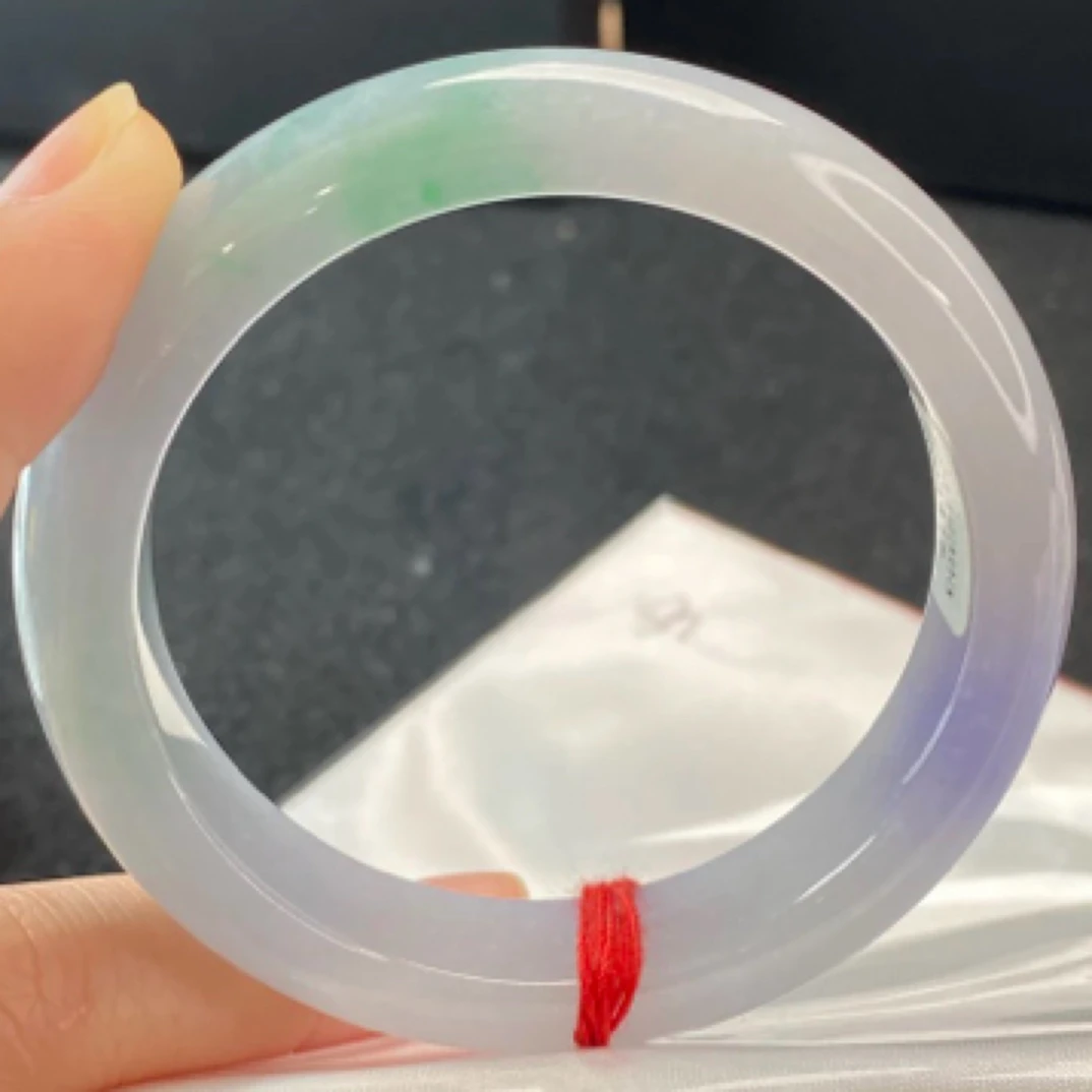 缅a翡翠手镯冰春彩52.5圈