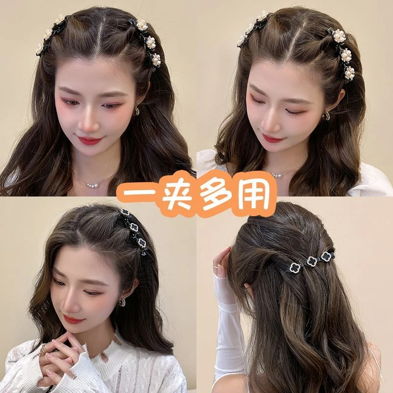 夏季前额侧边碎发发卡夹子头饰盘发器新款百搭双层刘海编发发夹女