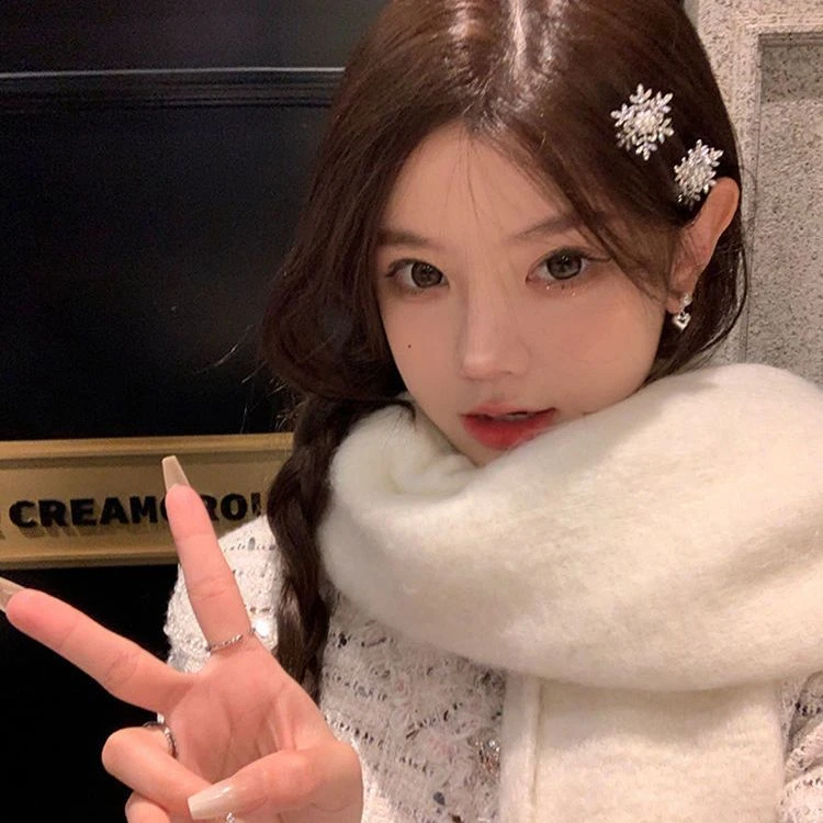 简约ins小众设计刘海夹子侧边夹圣诞节头饰ins新款秋冬雪花发夹女