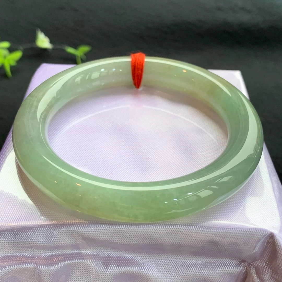 缅甸翡翠手镯冰种正品飘绿镯子珠宝带证书A货5469 54.8-10.5-9.8