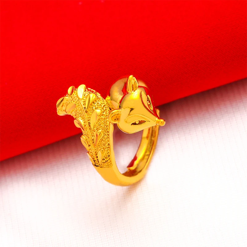 铜合金戒指 金色狐仙开口女士戒指 时尚戒指饰品可调节戒指