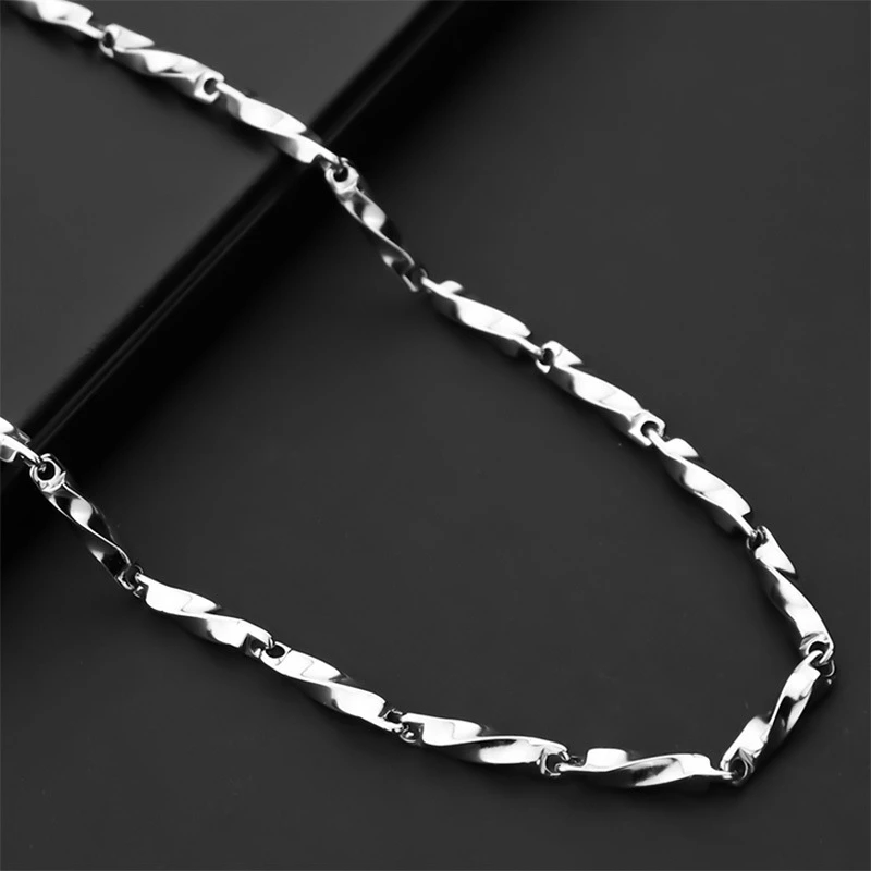 钛钢项链 简约百搭菱形银色男女嘻哈健身锁骨链