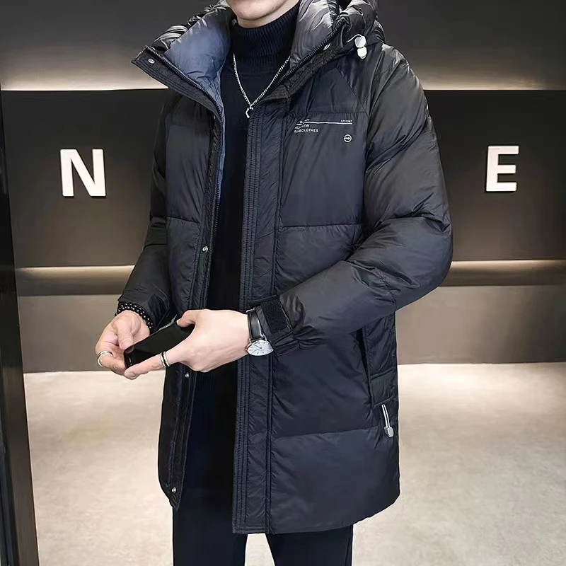 男士羽绒服冬季连帽潮流加厚保暖中长款韩版休闲百搭时尚轻薄帅气